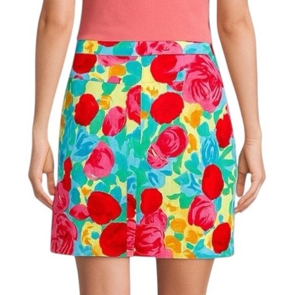 Talbots Pink Red Yellow Floral Casual Straight Pencil Stretch Skirt Women's 4 - Picture 6 of 11